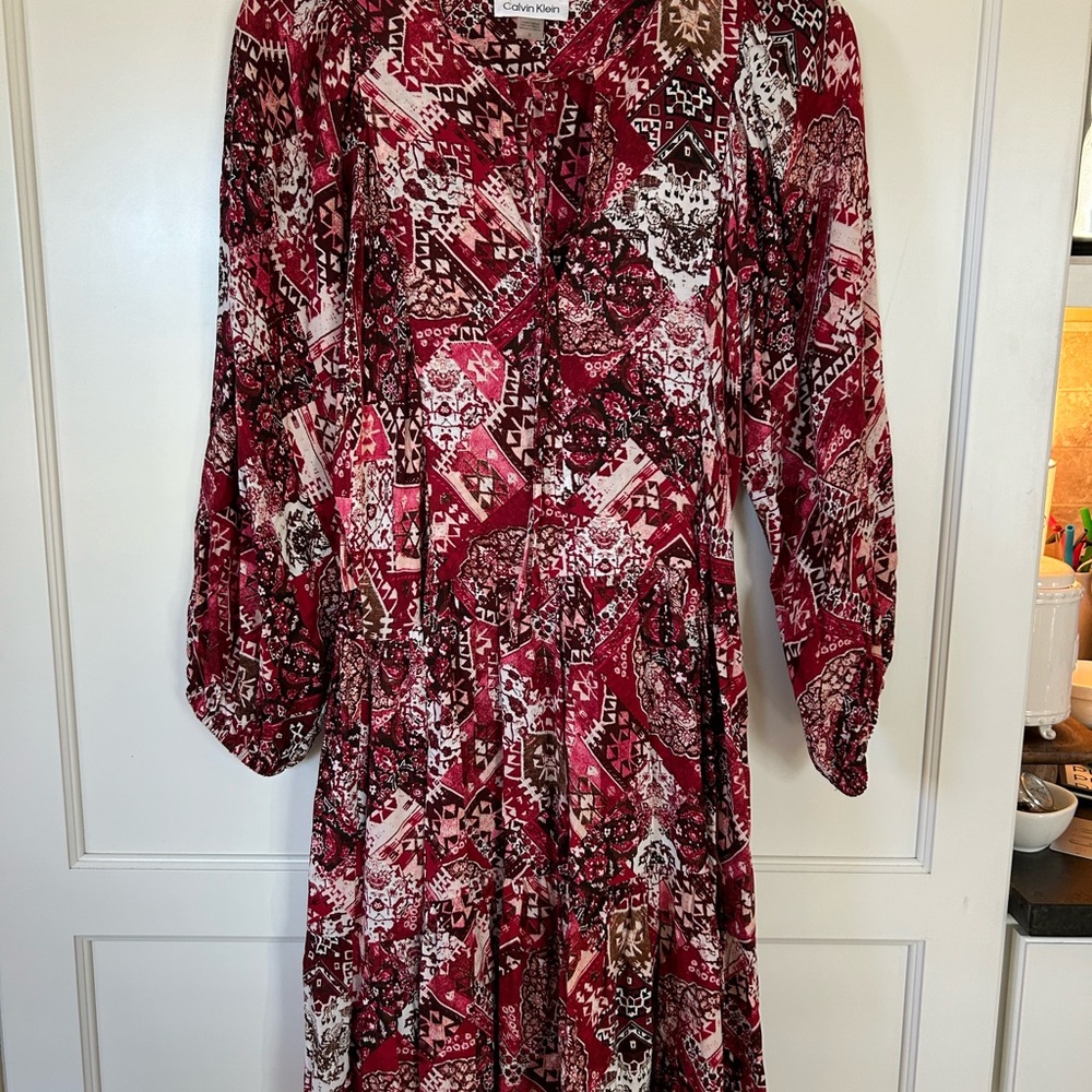 Calvin Klein gingham red dress size 6